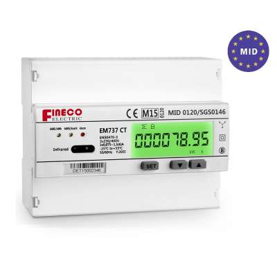 EM737 CT 3*230/400V MID certificated din rail power meter kwh energy meter volt amp watt meter