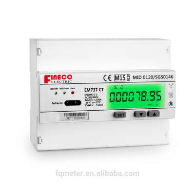 EM737 3*230/400V 1.5(6)A CT mid approved 3 phase 4 wire energy meter connection solar power meter